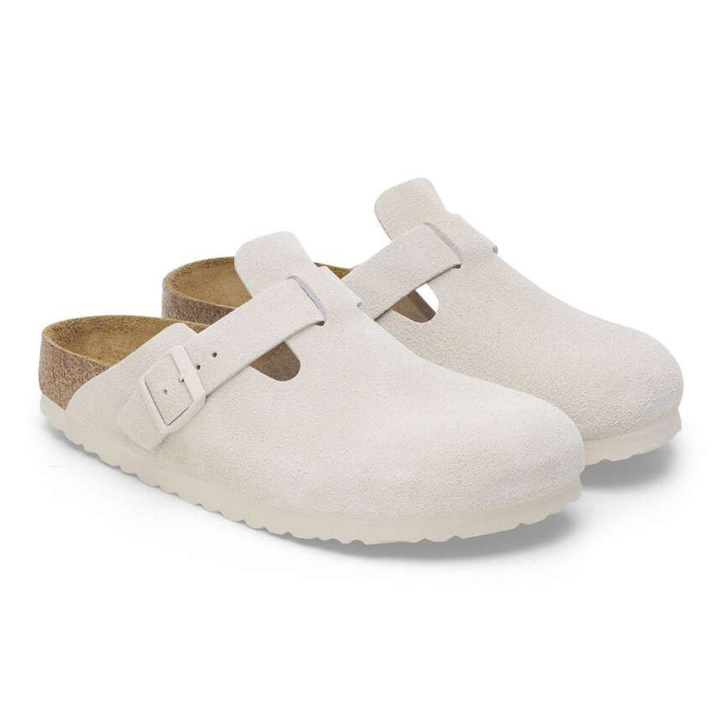 Birkenstock Boston Soft Footbed Suede 'Antique White'