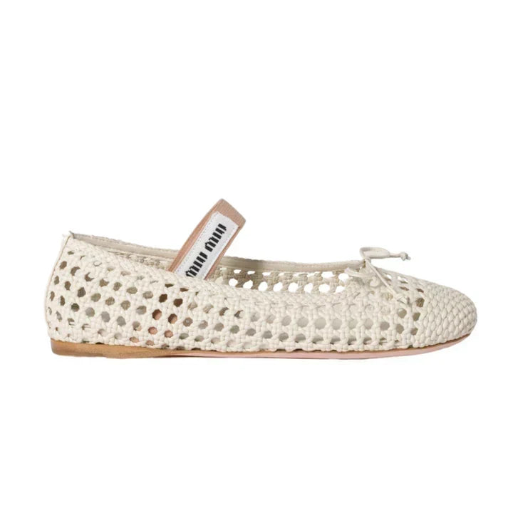 Miu Miu Woven Nappa Ballerina 'Cream'