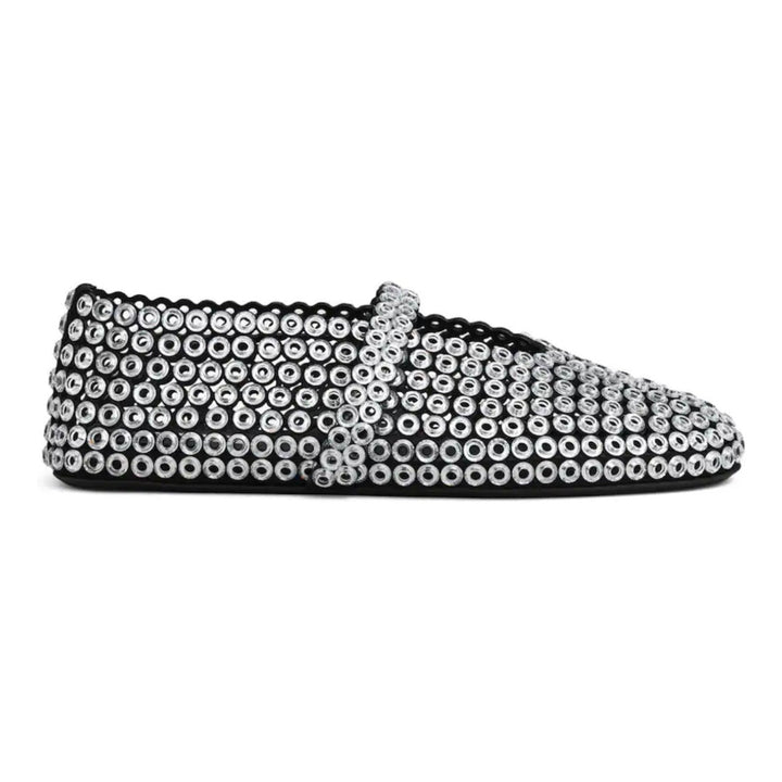 ALAÏA Glass-Embellished Ballet Flats 'Silver'